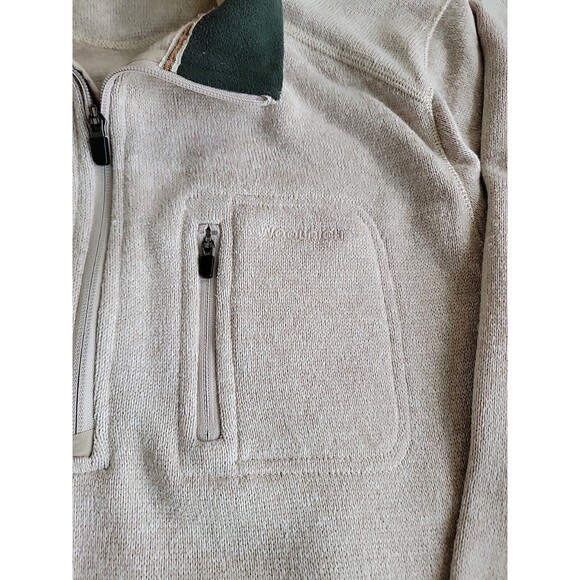 Woolrich Mens 2XL 1/4 Zip Pullover Cream Beige Pocket Logo Casual Solid Dad - Picture 5 of 15